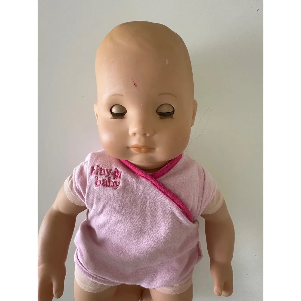 American Girl Bitty baby Blonde Blue Eyes Doll Pink Outfit Diaper Used